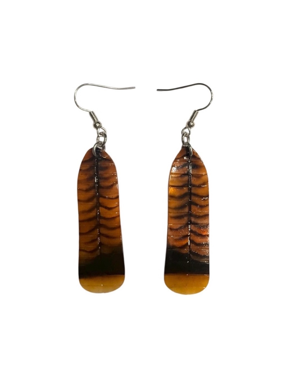 Title:
Hand-Painted Turkey Feather Capiz Shell Earrings